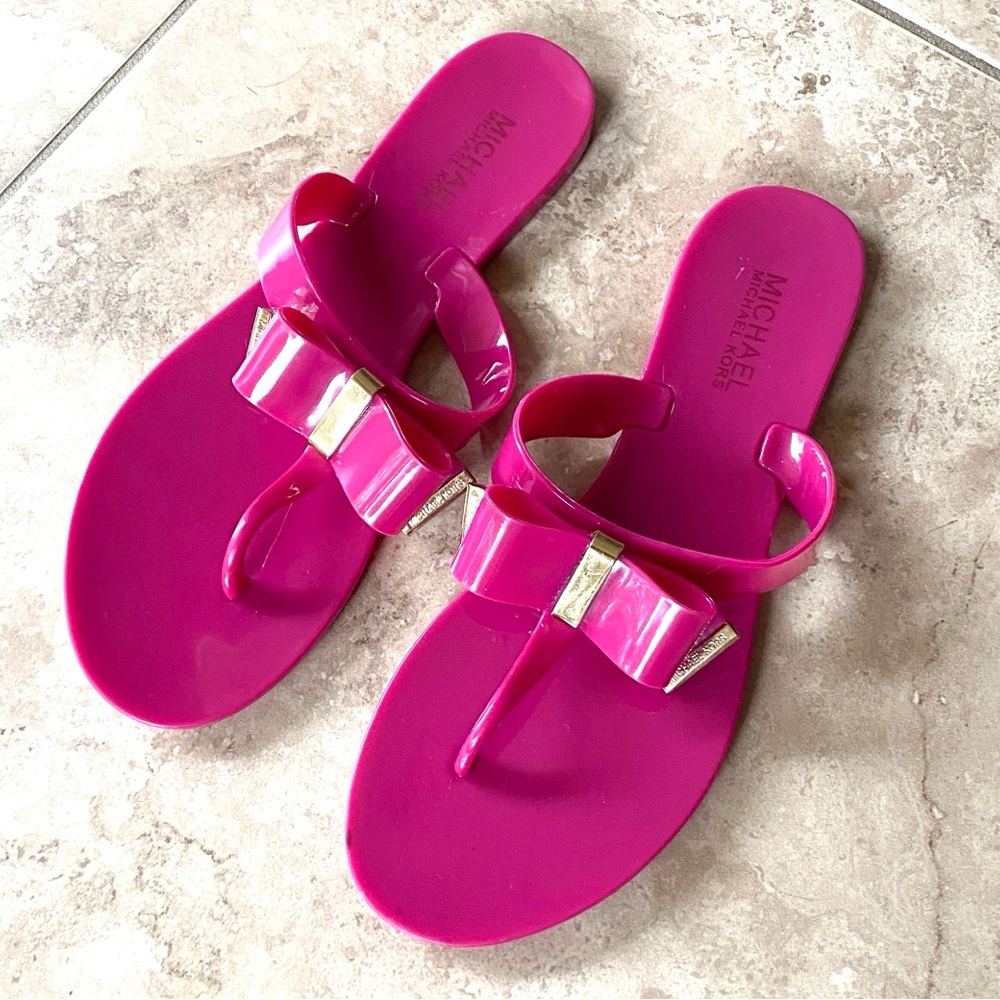 Michael Kors Kayden Bow Flip Flops Jelly Sandals Size 7 - 7.5